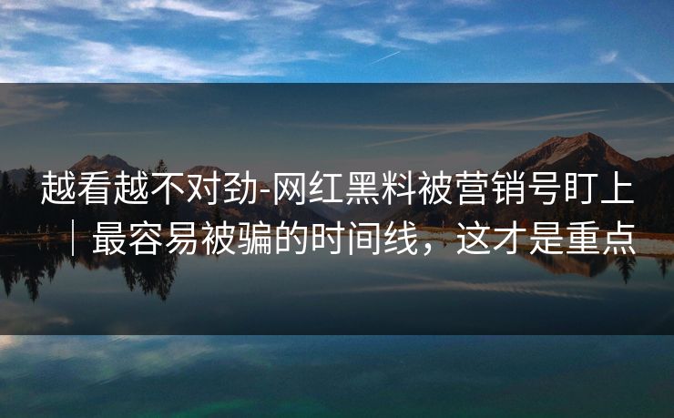 越看越不对劲-网红黑料被营销号盯上｜最容易被骗的时间线，这才是重点